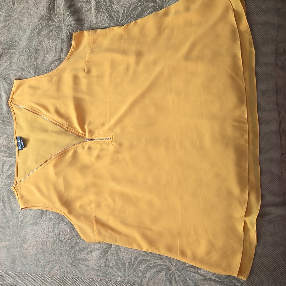 City Chic Size 20 Yellow Zip Front Blouse